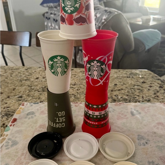 Starbucks Red Cups Coffee Lot Holidays + w/Lids - Picture 6 of 6